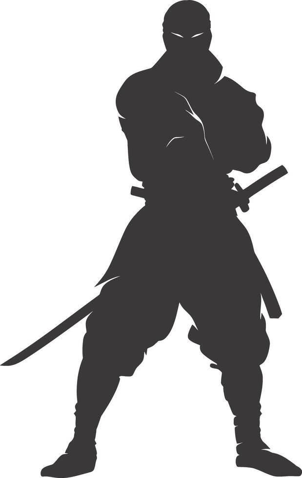 AI generated silhouette ninja black color only full body vector