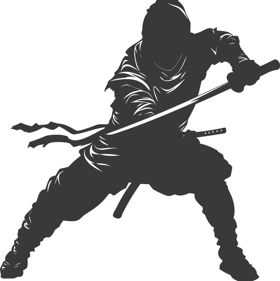 AI generated silhouette ninja black color only full body vector