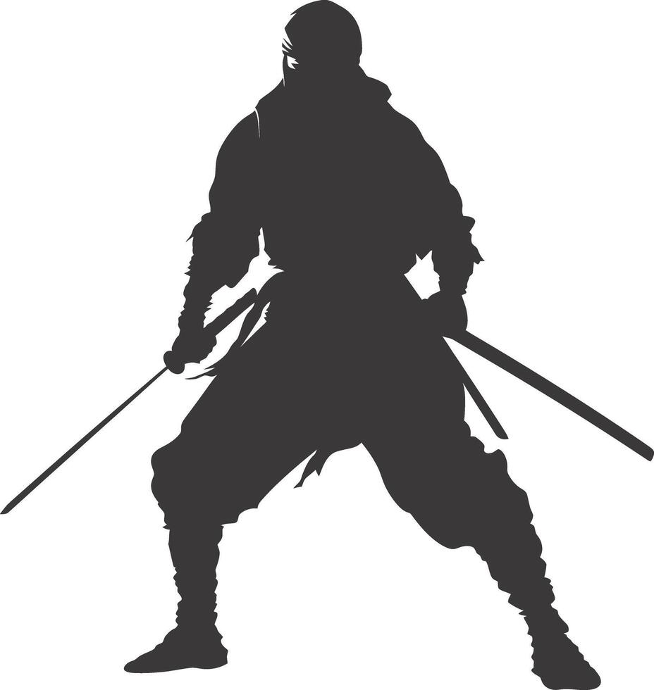 AI generated silhouette ninja black color only full body vector