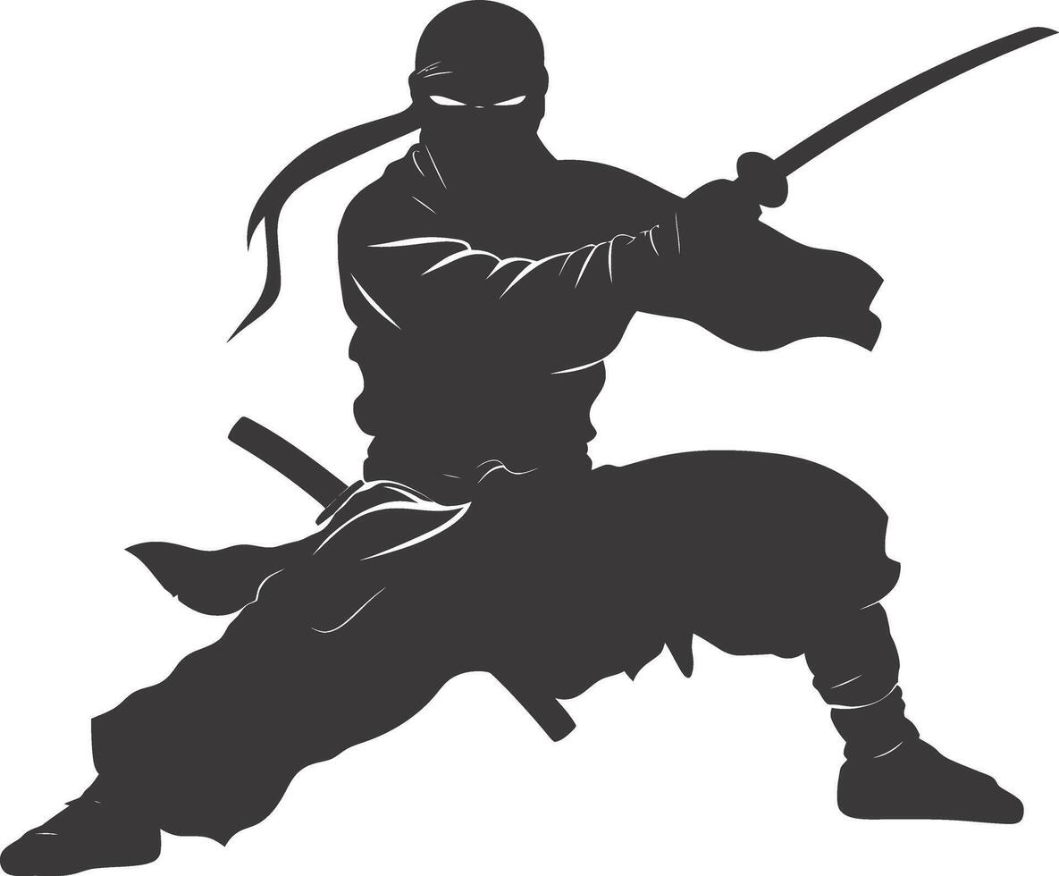 AI generated silhouette ninja black color only full body vector