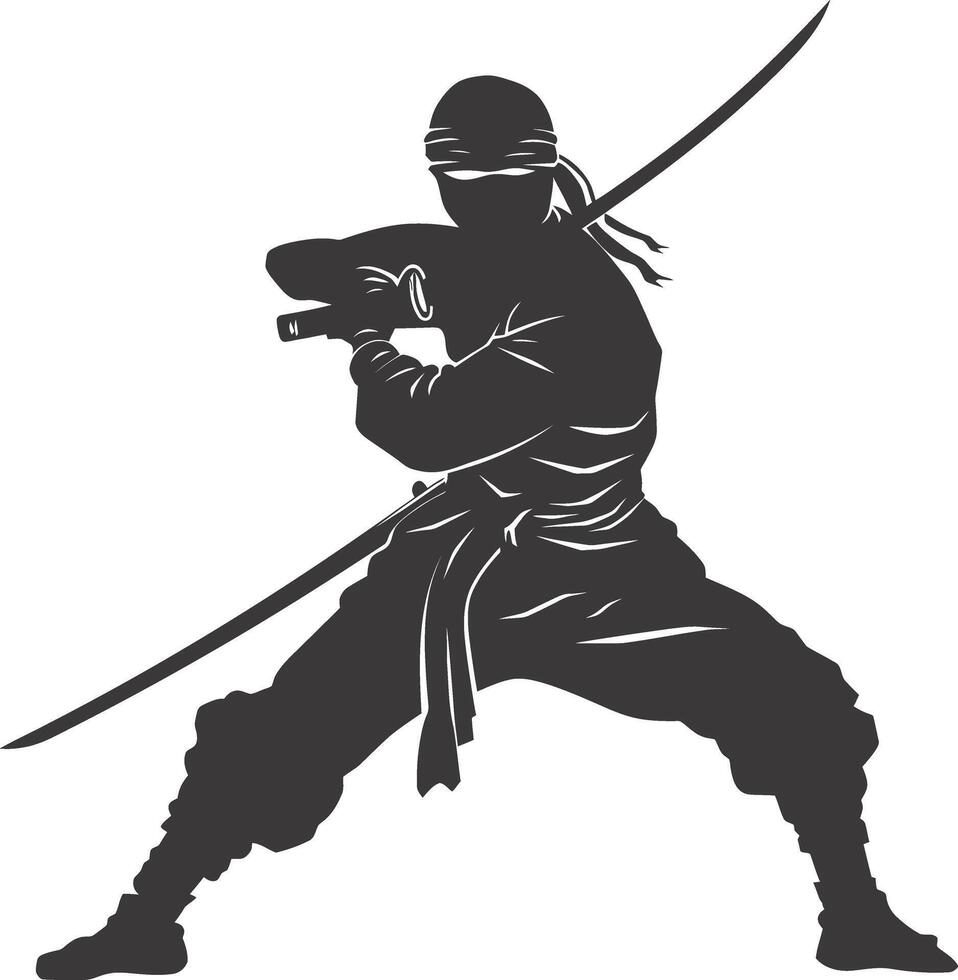 ai generado silueta ninja negro color solamente lleno cuerpo vector