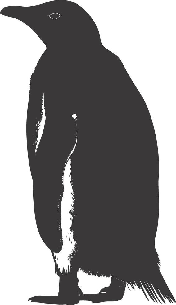 AI generated silhouette penguin black color only full body vector