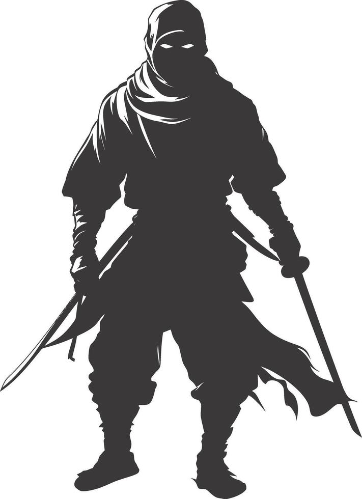 AI generated silhouette ninja black color only full body vector