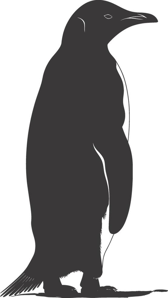 AI generated silhouette penguin black color only full body vector