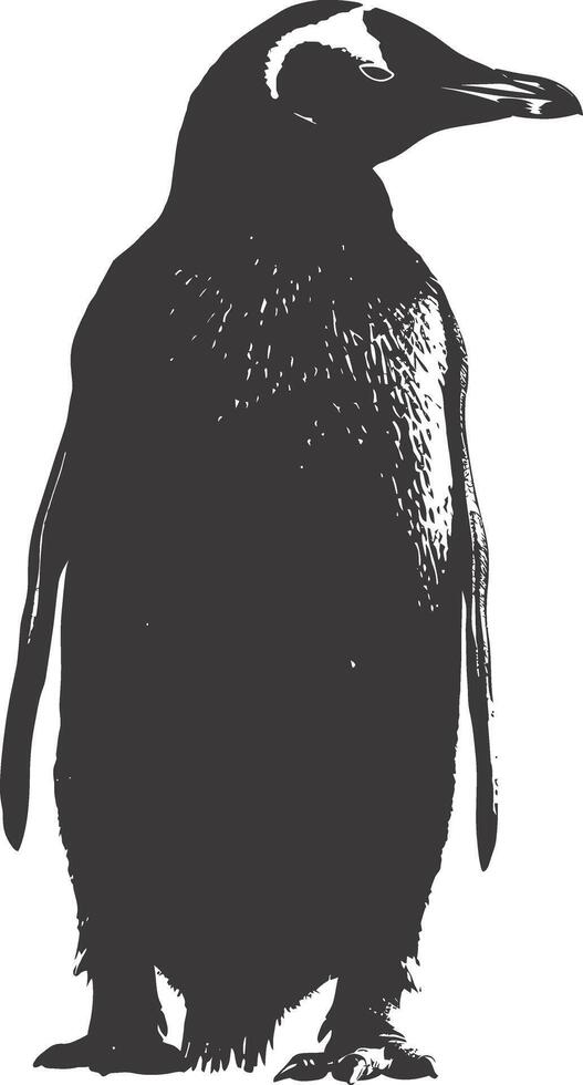 AI generated silhouette penguin black color only full body vector