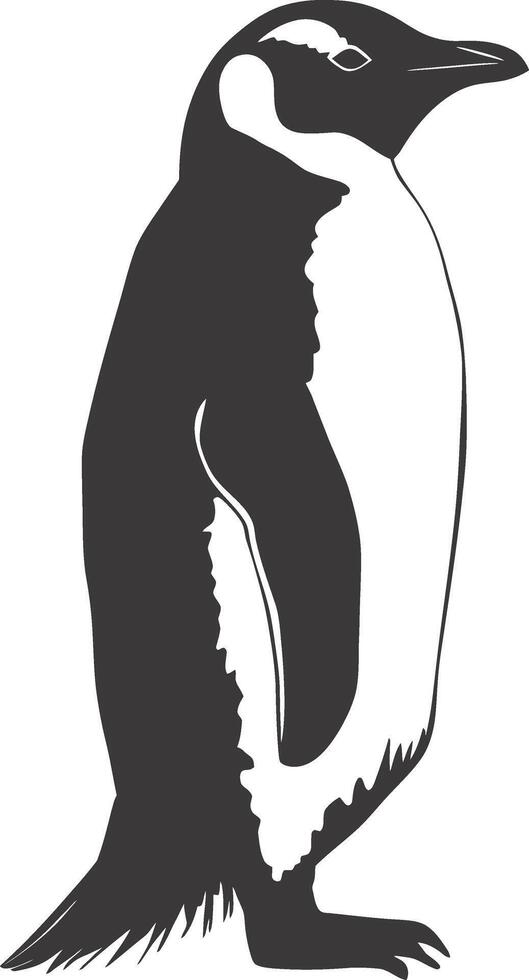 AI generated silhouette penguin black color only full body vector