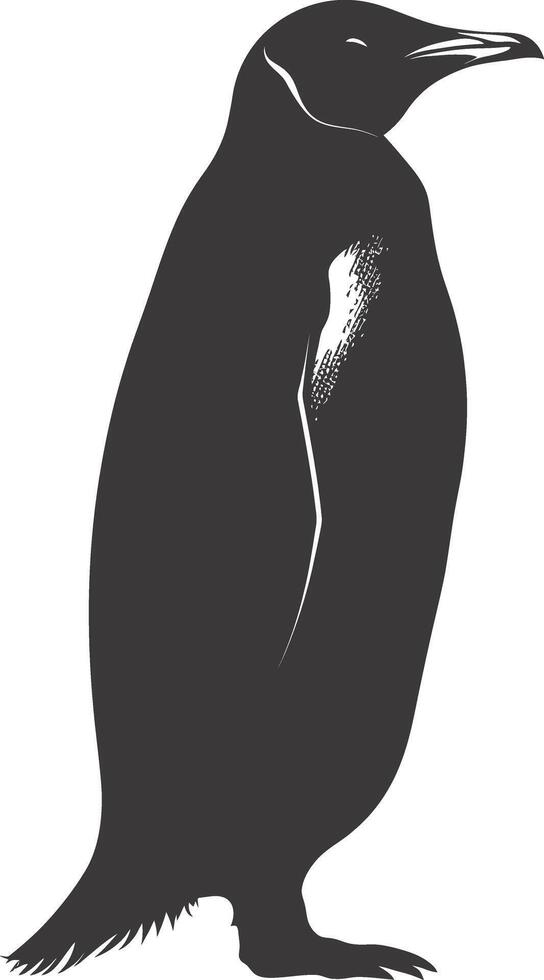 AI generated silhouette penguin black color only full body vector