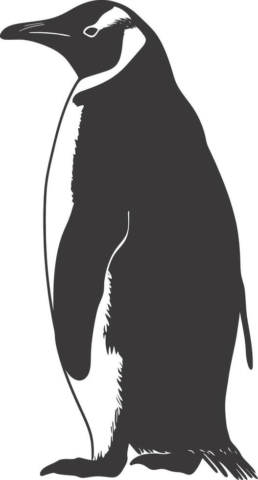 AI generated silhouette penguin black color only full body vector