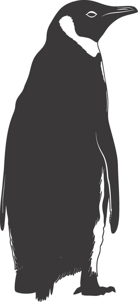 AI generated silhouette penguin black color only full body vector