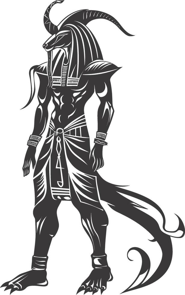 AI generated silhouette pharaoh the egypt mythical creature black color only vector