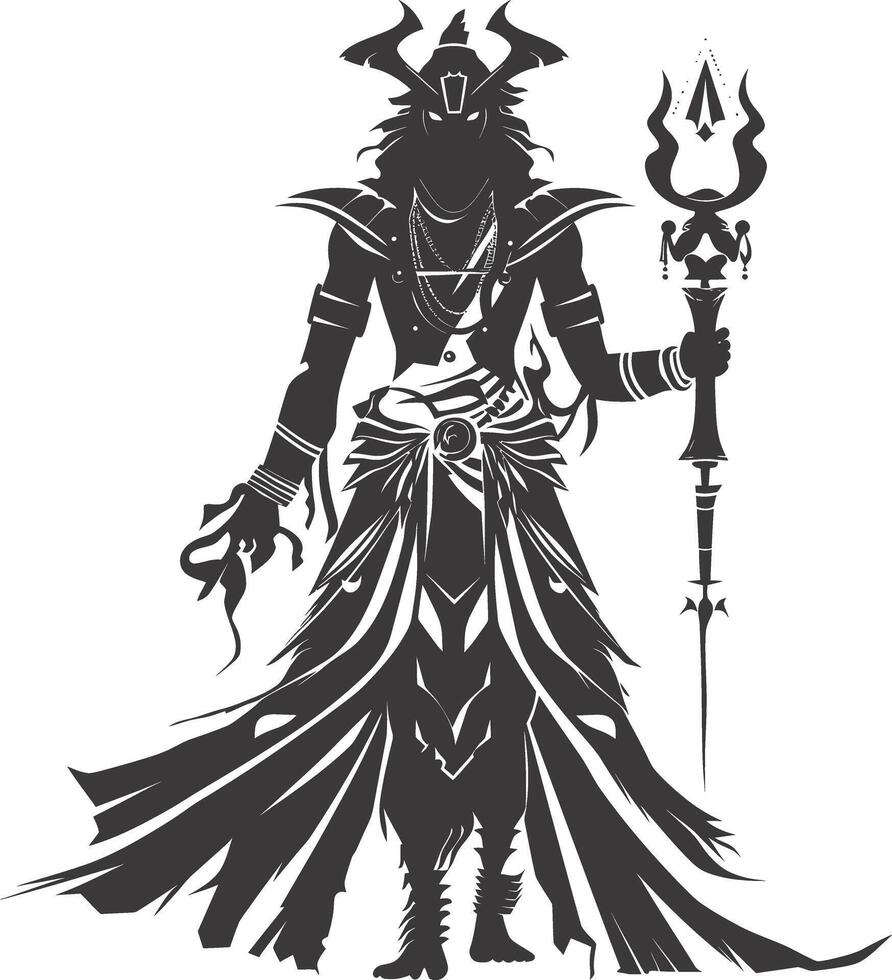 AI generated silhouette pharaoh the egypt mythical creature black color only vector
