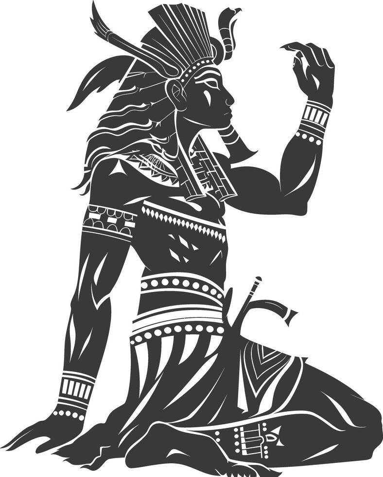 AI generated silhouette pharaoh the egypt mythical creature black color only vector