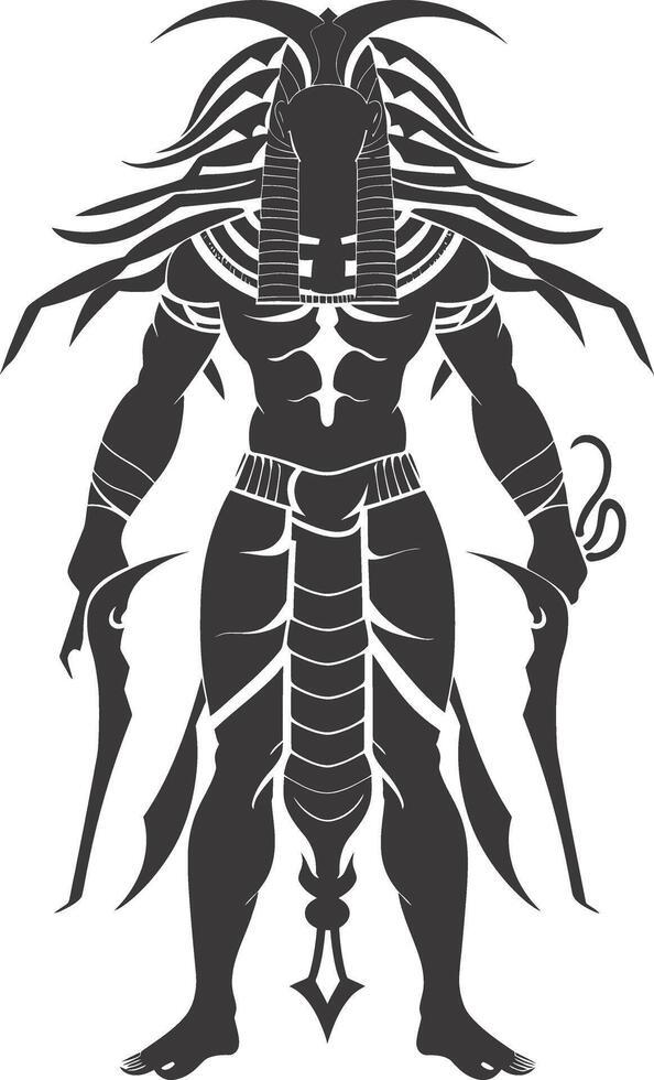 AI generated silhouette pharaoh the egypt mythical creature black color only vector