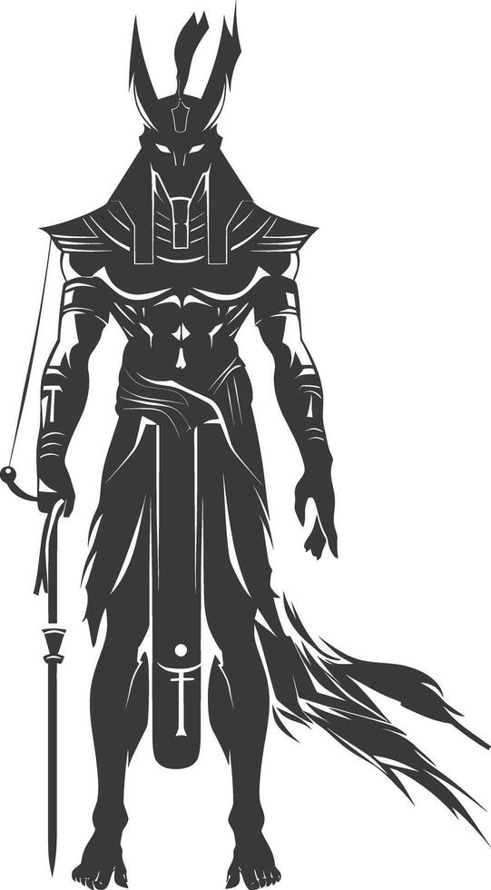 AI generated silhouette pharaoh the egypt mythical creature black color only vector