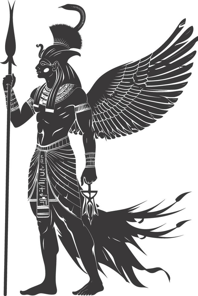 AI generated silhouette pharaoh the egypt mythical creature black color only vector