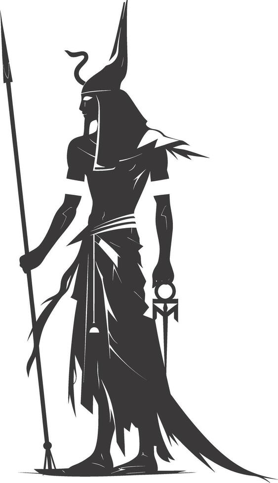 AI generated silhouette pharaoh the egypt mythical creature black color only vector