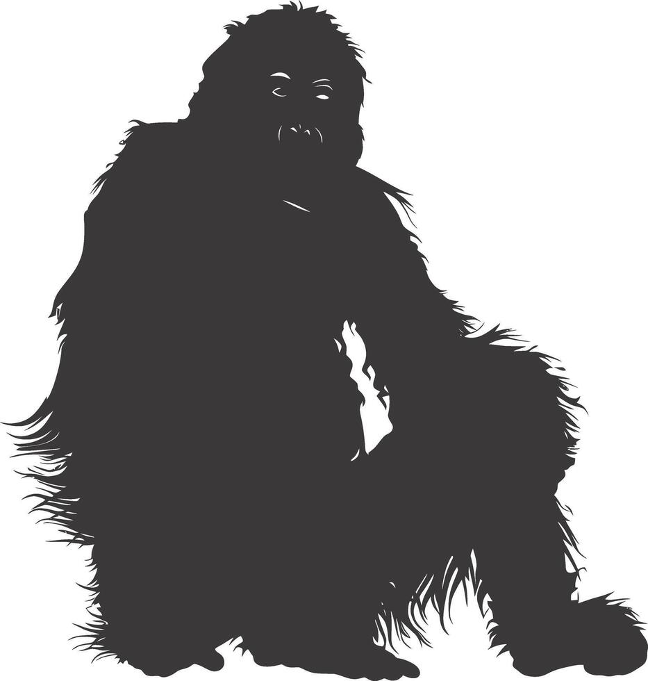 ai generado silueta orang utan animal lleno cuerpo negro color solamente vector