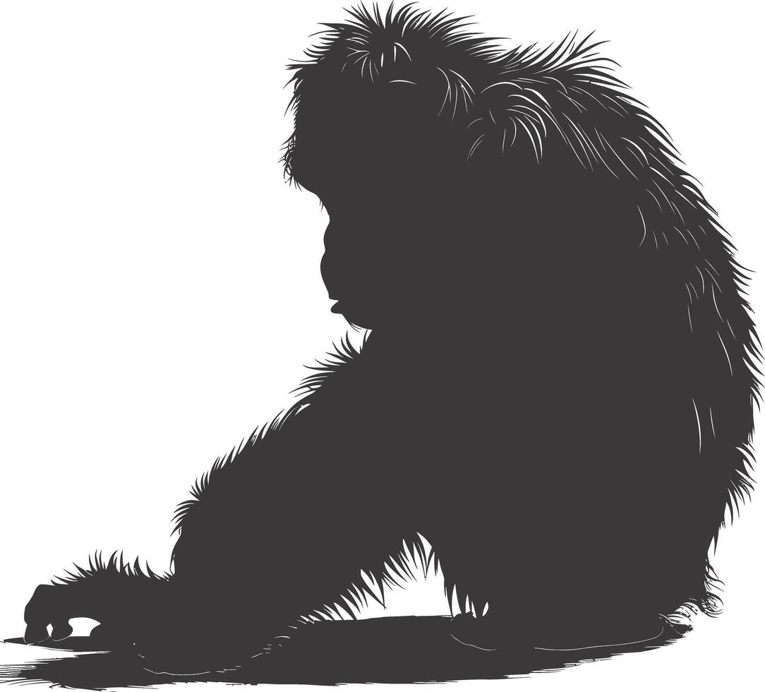 ai generado silueta orang utan animal lleno cuerpo negro color solamente vector