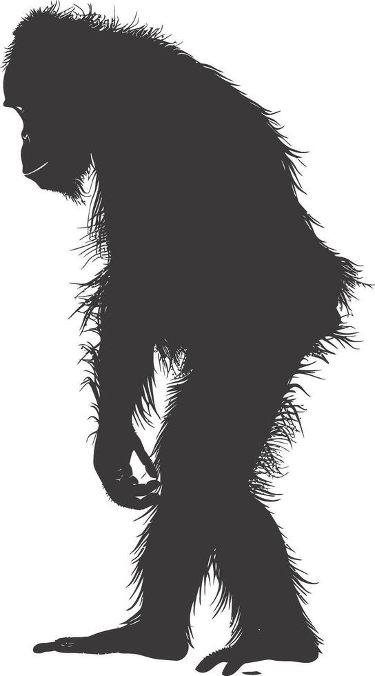 AI generated silhouette orang utan animal full body black color only vector