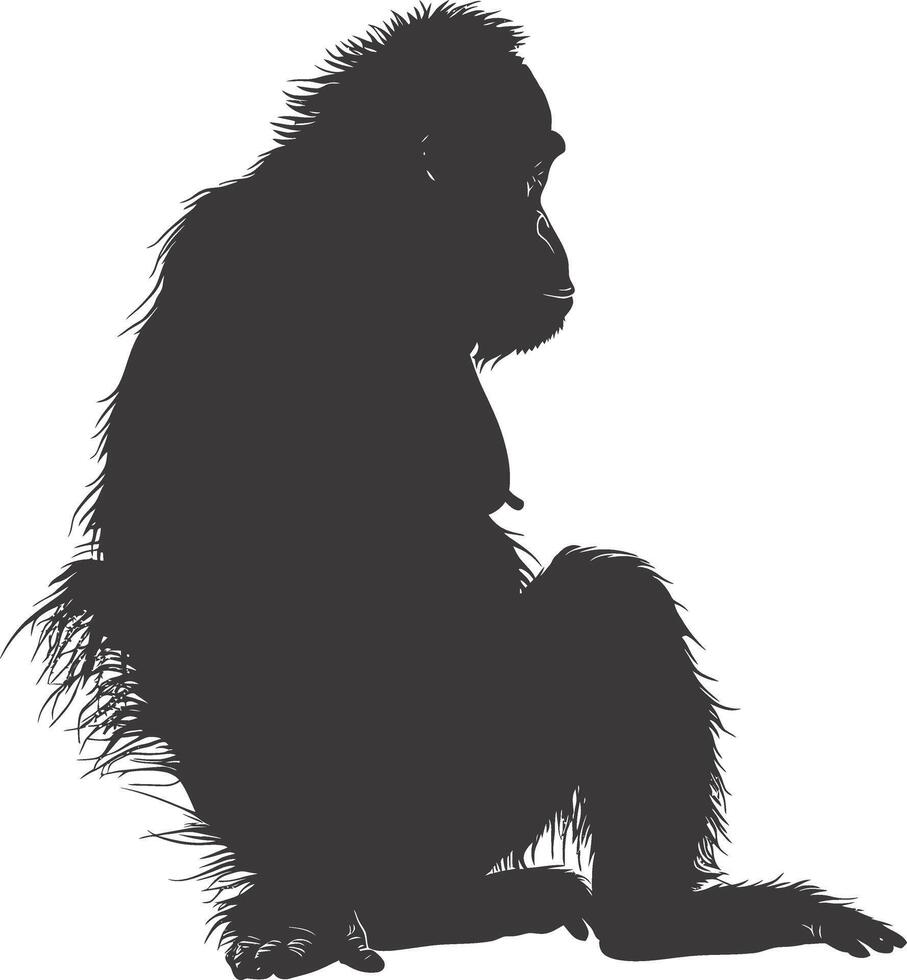 ai generado silueta orang utan animal lleno cuerpo negro color solamente vector