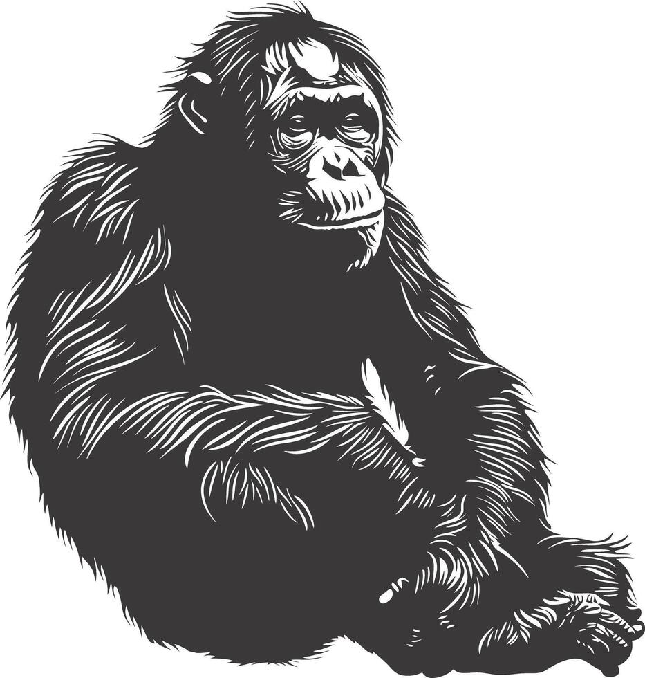 ai generado silueta orang utan animal lleno cuerpo negro color solamente vector