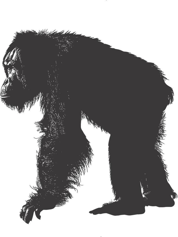 ai generado silueta orang utan animal lleno cuerpo negro color solamente vector