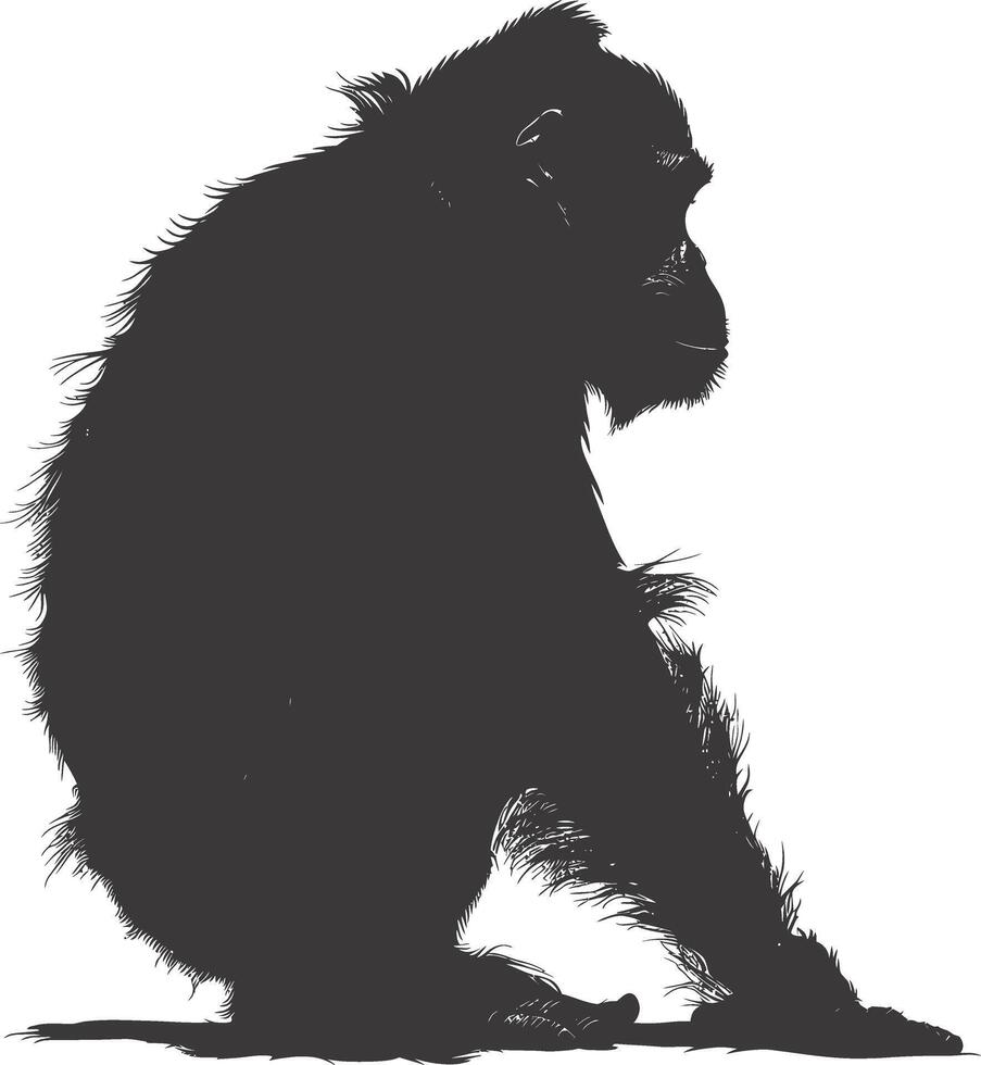 AI generated silhouette orang utan animal full body black color only vector