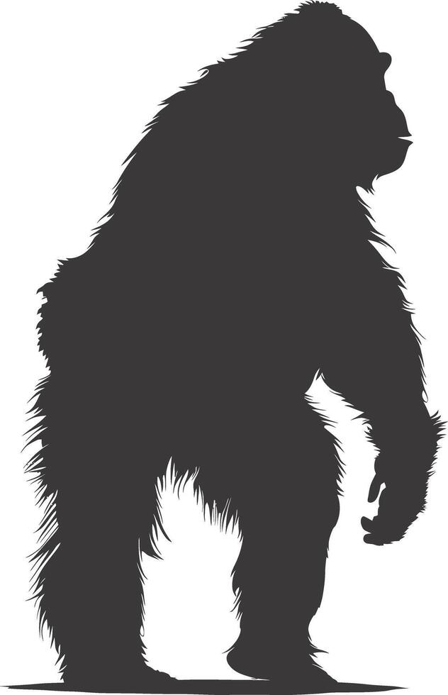 ai generado silueta orang utan animal lleno cuerpo negro color solamente vector