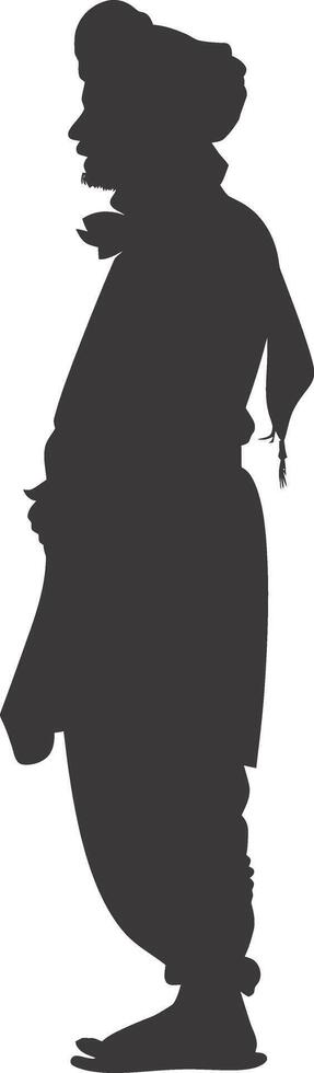 AI generated silhouette of an arabian person wearing a turban black color only vector