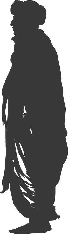 AI generated silhouette of an arabian person wearing a turban black color only vector