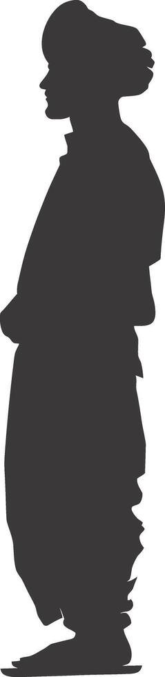 AI generated silhouette of an arabian person wearing a turban black color only vector