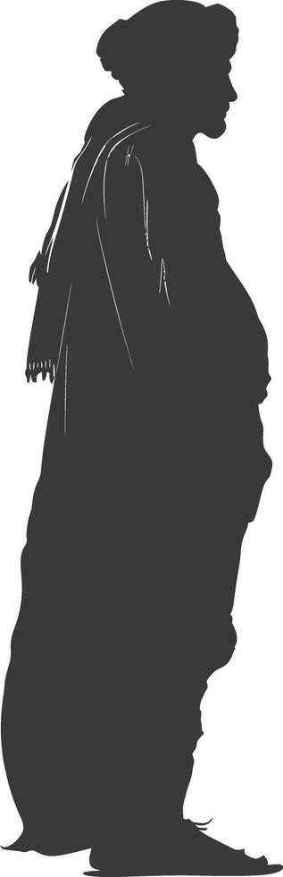 AI generated silhouette of an arabian person wearing a turban black color only vector