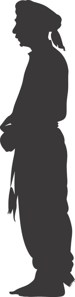 AI generated silhouette of an arabian person wearing a turban black color only vector