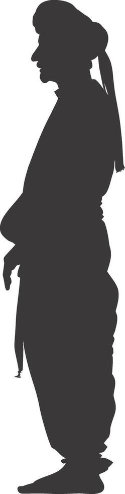 AI generated silhouette of an arabian person wearing a turban black color only vector