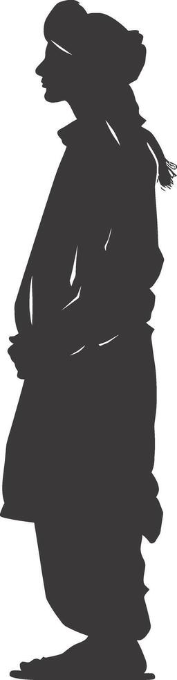 AI generated silhouette of an arabian person wearing a turban black color only vector