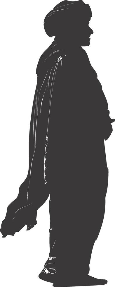 AI generated silhouette of an arabian person wearing a turban black color only vector