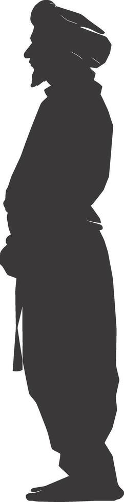 AI generated silhouette of an arabian person wearing a turban black color only vector