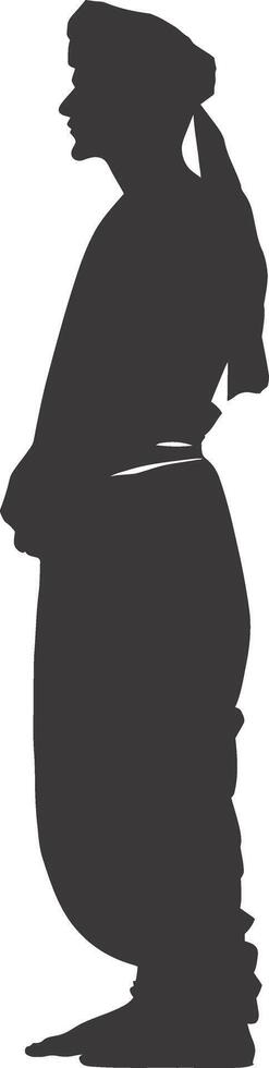 AI generated silhouette of an arabian person wearing a turban black color only vector