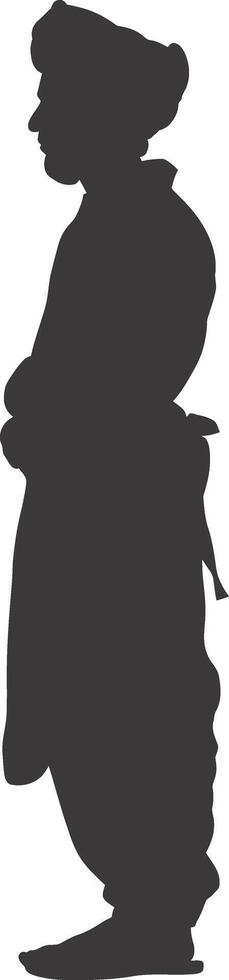 AI generated silhouette of an arabian person wearing a turban black color only vector