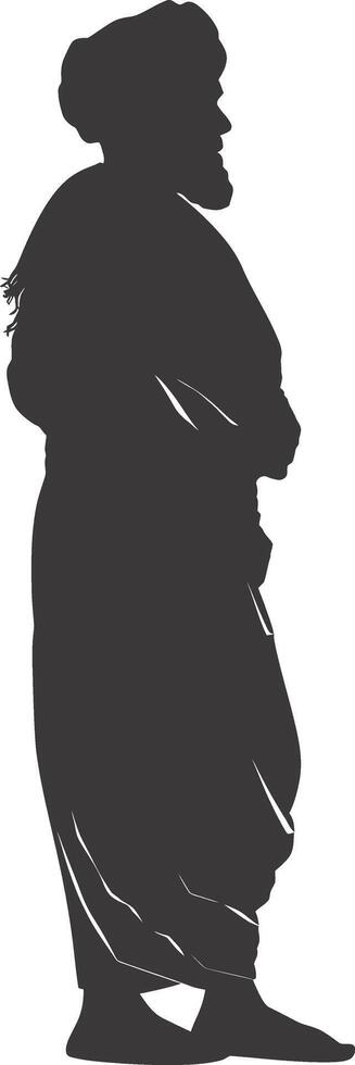 AI generated silhouette of an arabian person wearing a turban black color only vector