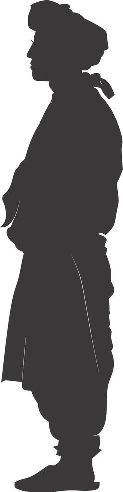 AI generated silhouette of an arabian person wearing a turban black color only vector