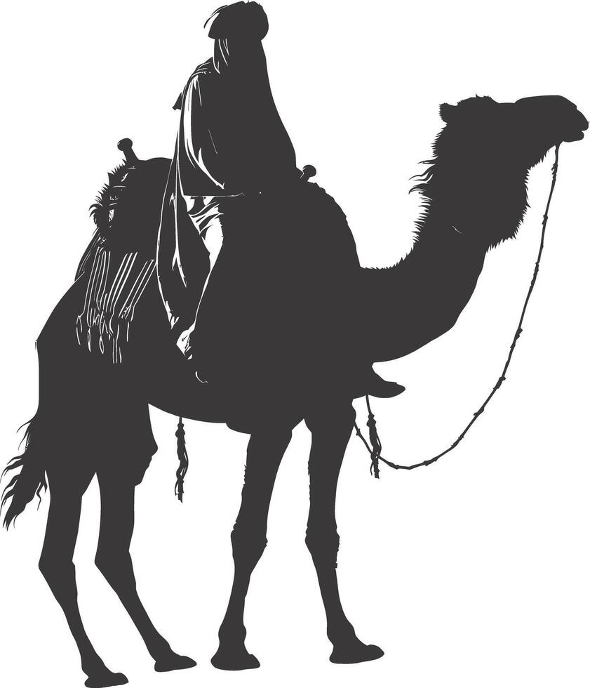 AI generated silhouette of an arabian person wearing a turban black color only vector