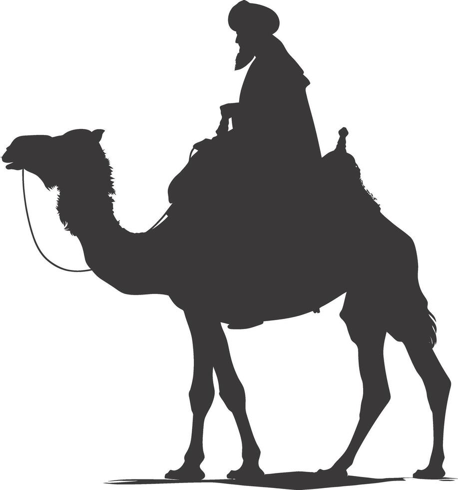 AI generated silhouette of an arabian person wearing a turban black color only vector
