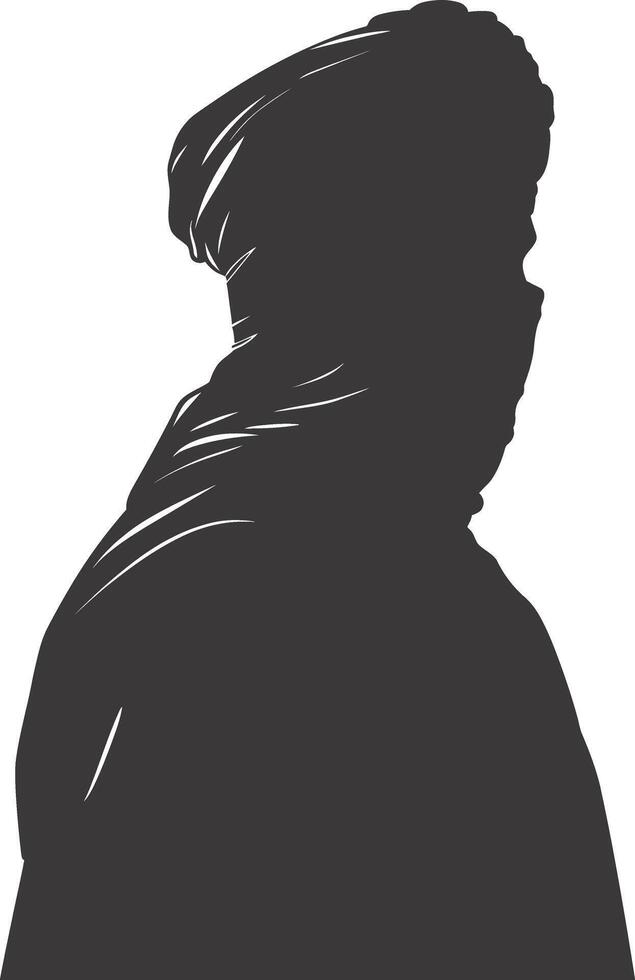 AI generated silhouette of an arabian person wearing a turban black color only vector