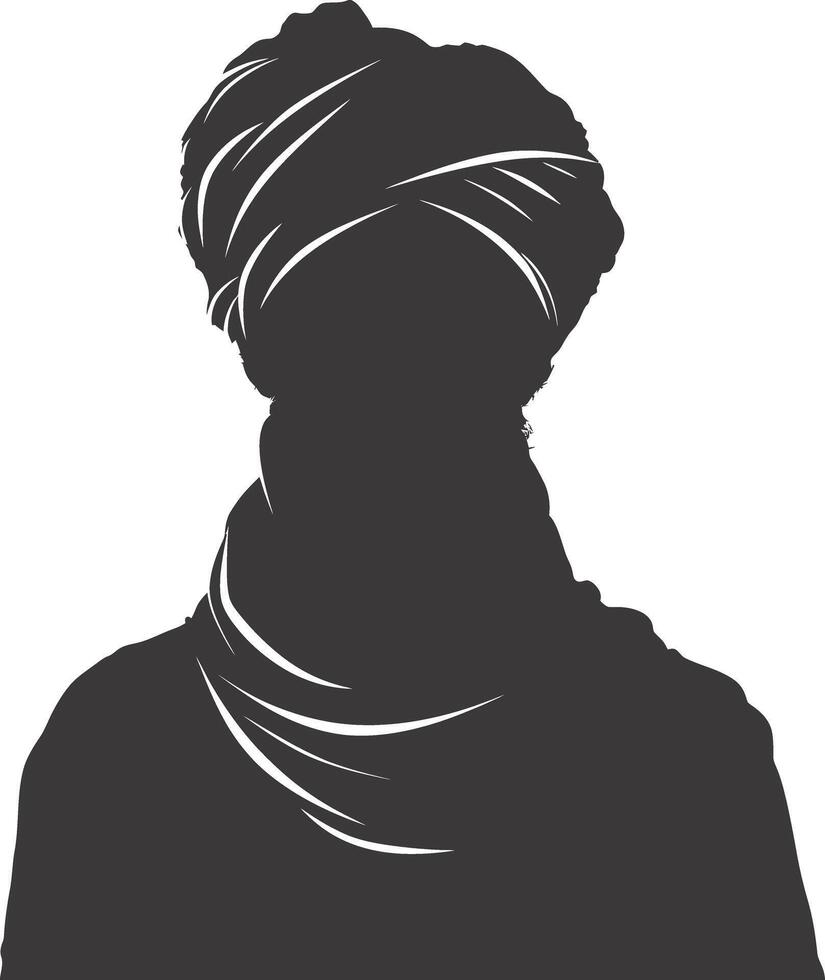 AI generated silhouette of an arabian person wearing a turban black color only vector