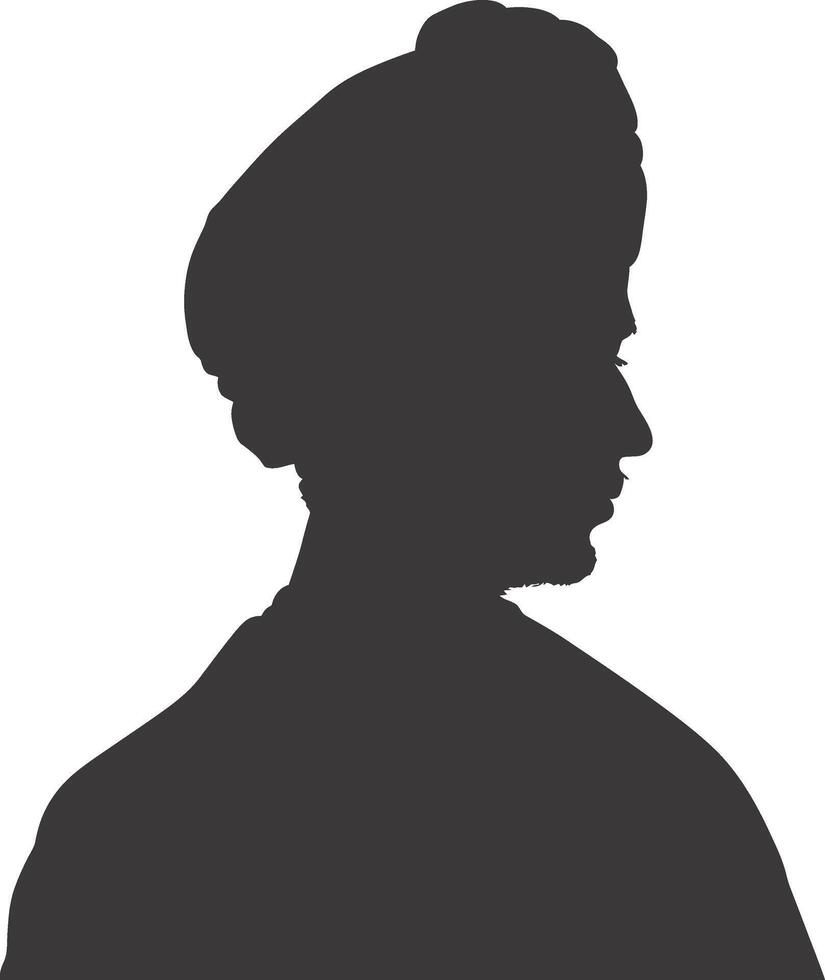 AI generated silhouette of an arabian person wearing a turban black color only vector