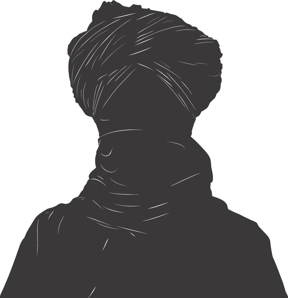 ai generado silueta de un árabe persona vistiendo un turbante negro color solamente vector