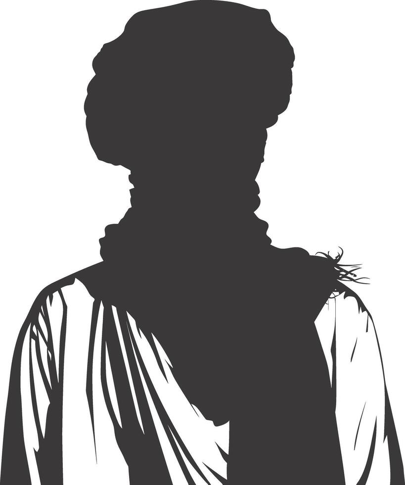 AI generated silhouette of an arabian person wearing a turban black color only vector