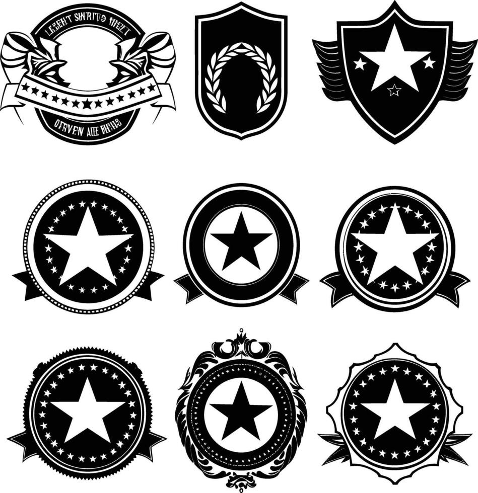 AI generated Silhouette Vintage retro badges and medal element black color only vector