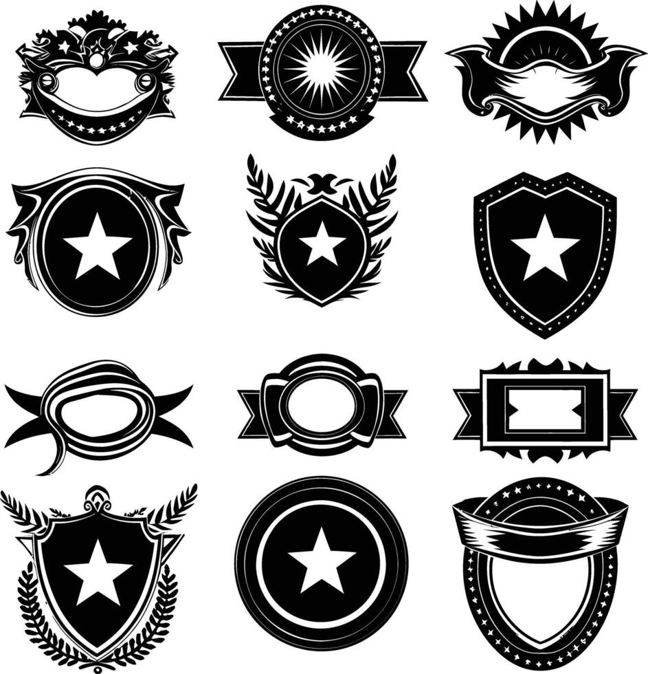 ai generado silueta Clásico retro insignias y medalla elemento negro color solamente vector